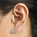 925 Sterling Silver Flower Vine Cuff Earrings – Chuvora Jewelry – Blue Zircon Crystal Ear Crawlers