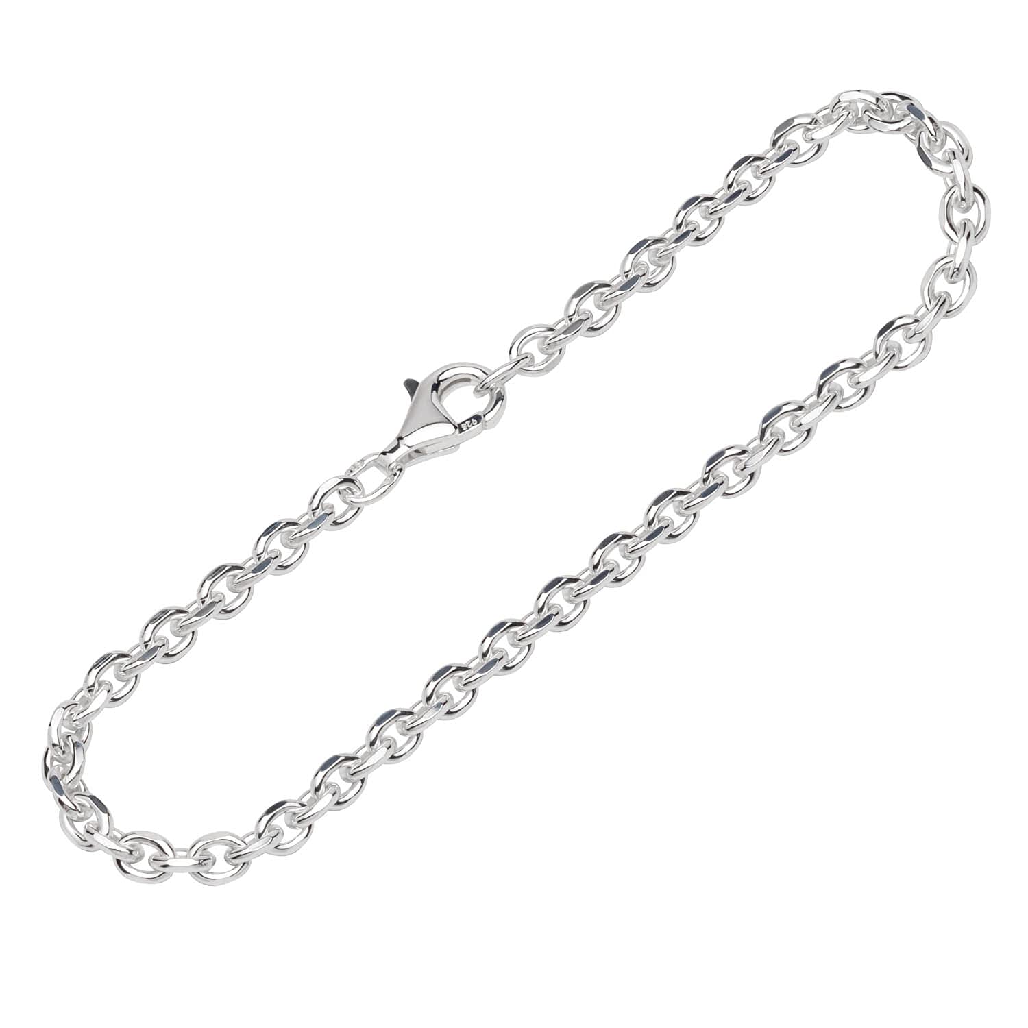 NKlaus bracelet 925 Sterling Silver 19cm anchorchain chain 4 times diamond plated men's bracelet 12350