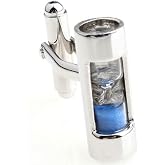 MRCUFF Sand Timer Hourglass Blue Steampunk Sandtimer Cufflinks in Presentation Gift Box &amp; Polishing Cloth