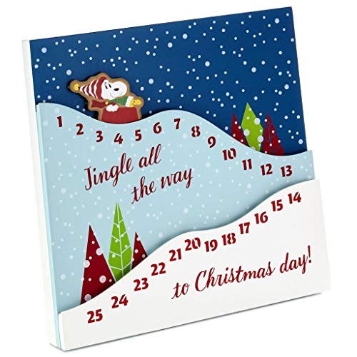 HMK Peanuts Sledding Snoopy Christmas Countdown Calendar Wood Sign, 12x12 - Thumbnail 3