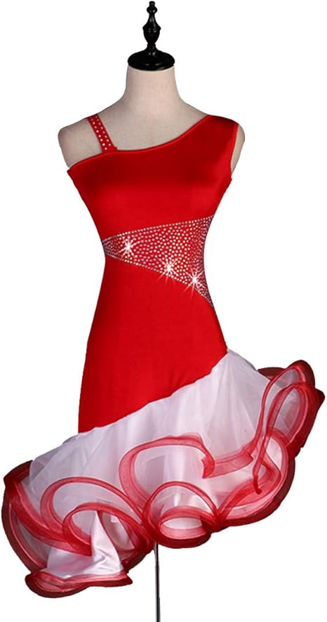 Amazon Gratty ラテン衣装 チャチャチャ 社交ダンス ラテンドレス ワンピース キャバ ダンス衣装 練習服 スタンダード ワルツ ラテンダンス ラテン ドレス ラテンドレス 競技着 練習着 舞踏会 演出用 舞台 発表会ドレス レッド ホワイト Xl 変身アクセサリー ホビー