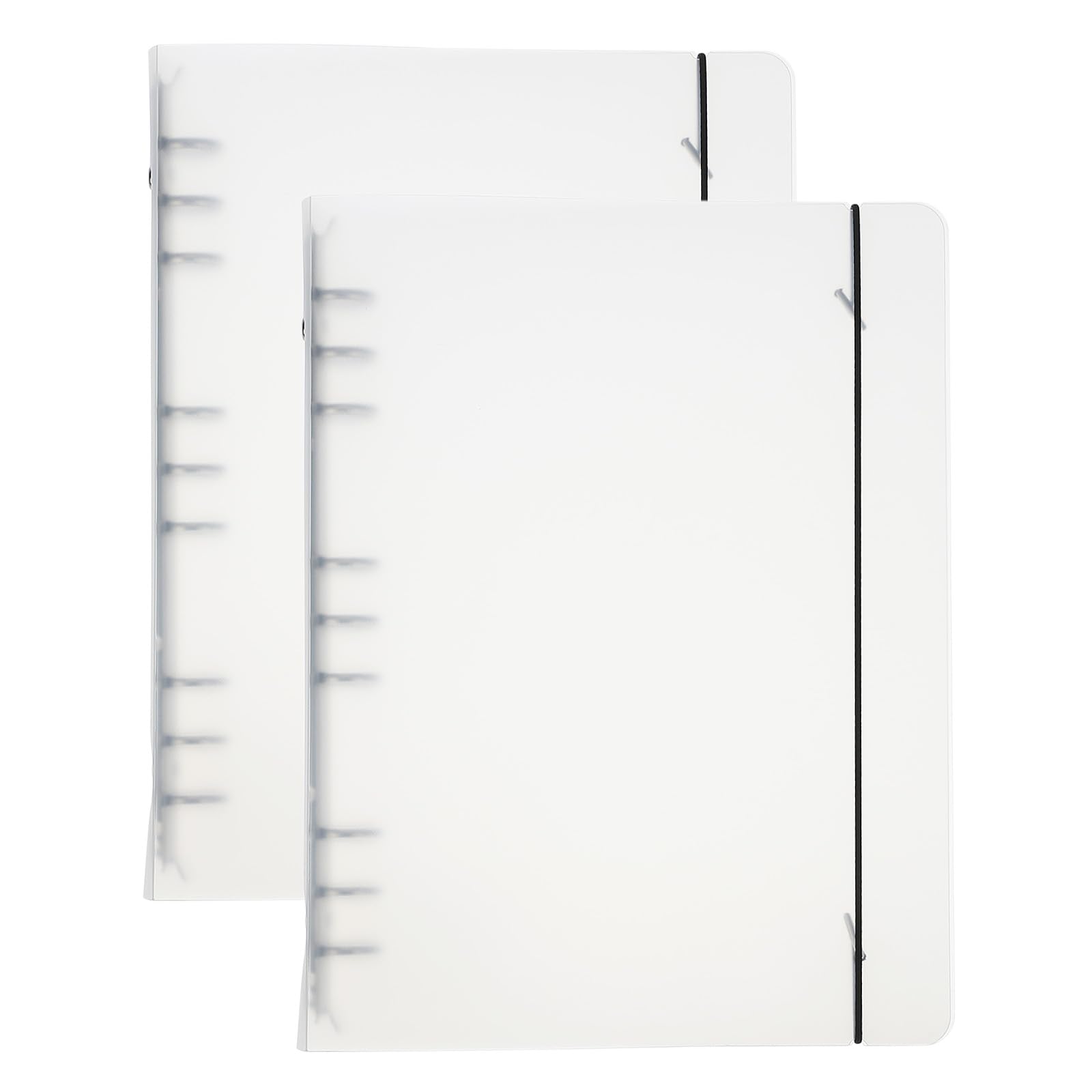 PATIKIL B5 Binder Cover, 2 Pcs PP 9 Ring Round Ring Binder Cover with Black Fixing Belt Metal Lock Loose Leaf Binder Protector Refillable Notebook for Meeting Folder, Matte White