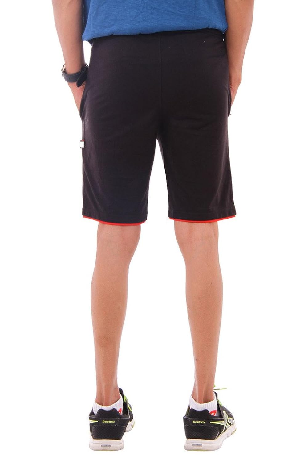 reinforce men's cotton shorts with zipper pocket