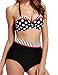 Women's Retro Polka Dot High Waist Bikini Set Swimsuit Push Up Swimwear Black XL