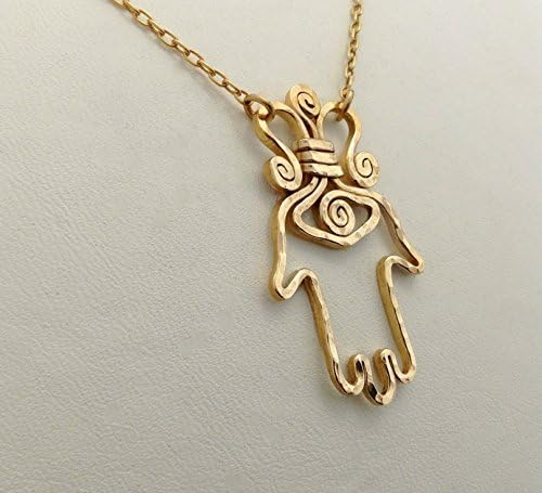 14k gold filled Hamsa Necklace, Gold hand of fatima pendant. hand of maria amulet, evil eye protection talisman, Judaica jewelry Kabbalah amulet. available in silver as well