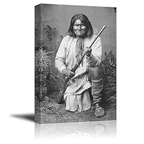 Portrait of American Indian Chief Goyaale Geronimo - Inspirational Famous People Series | Giclee Print Canvas Wall Art. Ready to Hang - 12"x18"