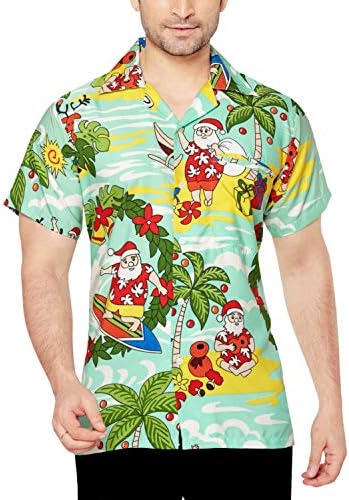 Mens Regular Fit Classic Short Sleeve Casual Christmas Xmas Shirt