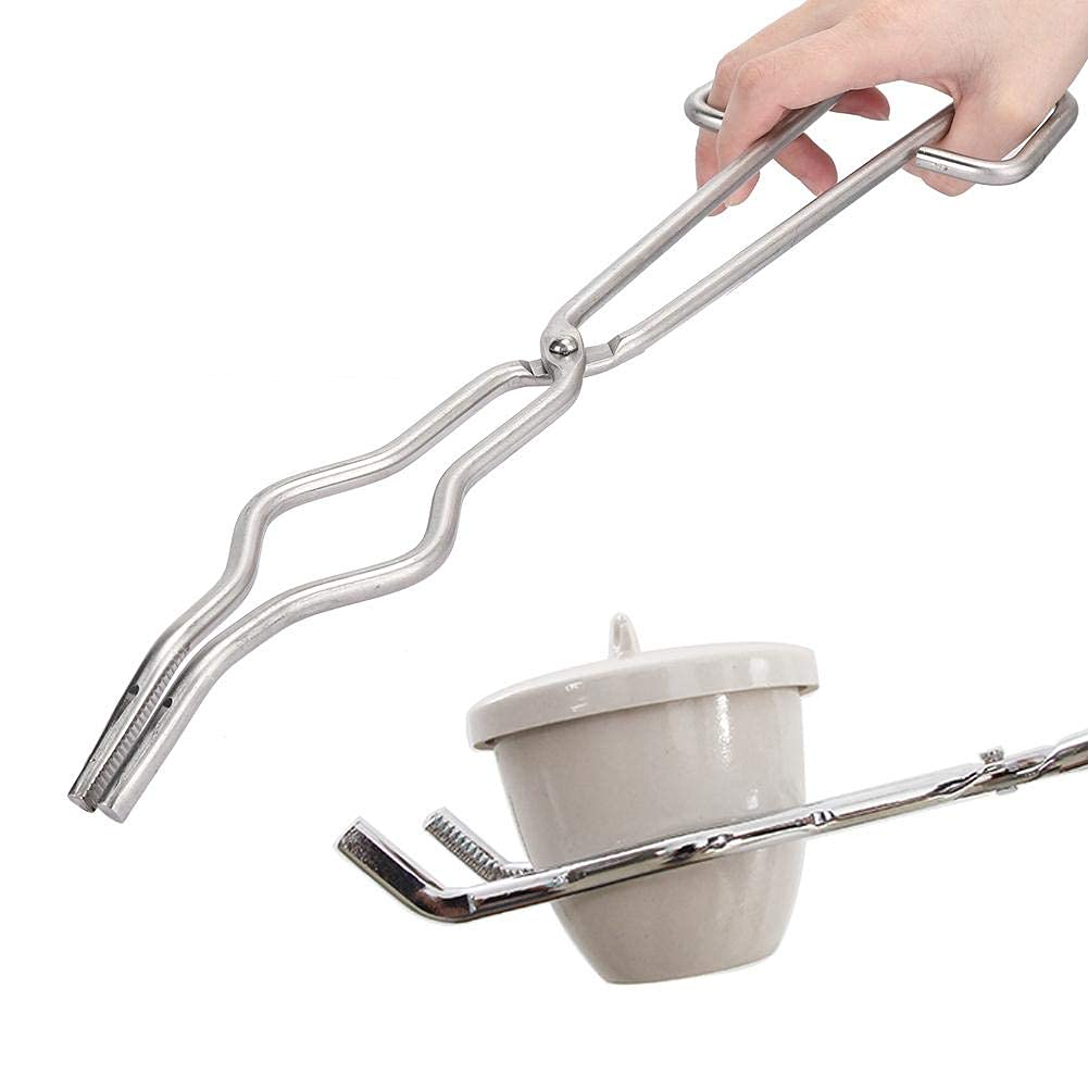 40cm Crucible Tongs, with Bow- Straight, Serrated Tips, Metal Laboratory Supplies Stainless Steel Beaker Holding Clamp