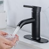Black Bathroom Sink Faucet Single Hole Single Handle Bathroom Faucet Matte Black Vanity Faucet Modern RV Faucet Deck Mount 1 