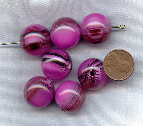 PURPLE ILLUSION JET MARBLE 19mm. SMOOTH ROUND BEADS - Lots of 12