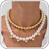 Chunky Layered Balls Beaded Choker Necklace Fashion Round Pearl Bead Stackable Collar Necklaces for Women Exaggerated Large Prom Jewelry Accessories
