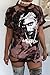 Jiujiuyi Women's Guns N' Roses Digital Floral Print Ripped Shirt Dress