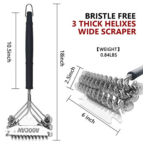 AoocanÂ GrillÂ BrushÂ and Scraper Bristle Free - 18'' BBQ Brush for Grill - Cleaning with No Wire Bristles, Safe for Porcelain/Weber Gas/Charbroil Grates