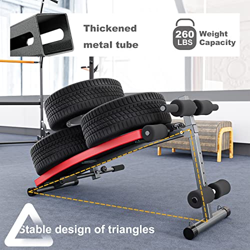 Adjustable Sit Up Bench for abs with Resistant Bands Incline Folding