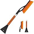 PLACHIDAY Snow Brush & Ice Scraper, 27 Inch, Ice Scrapers for Car Windshield, Detachable Snow Removal Tool with Ergonomic Foam Grip for Cars, Trucks, Suvs (Heavy Duty Abs, PVC Brush)