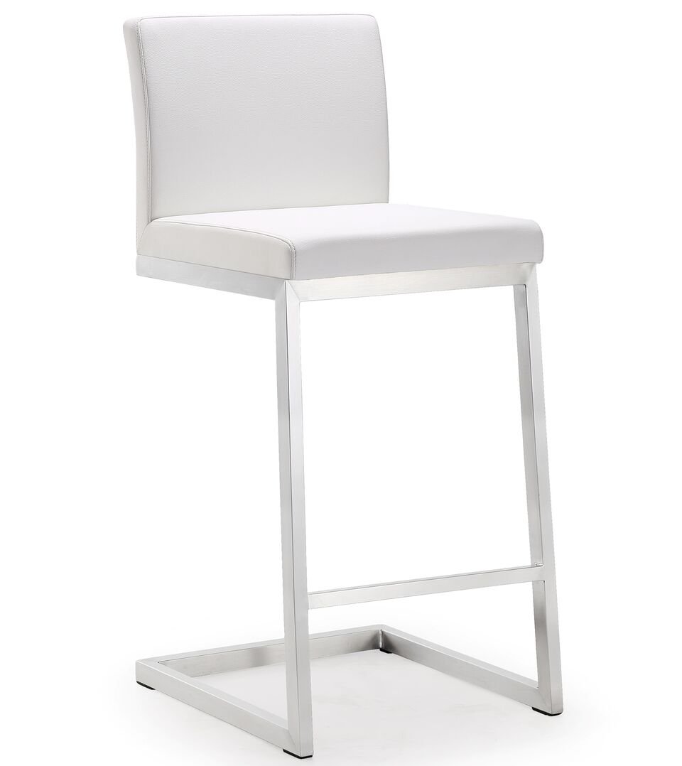 TOV Furniture Parma Stainless Steel Counter Stool (Set of 2), White