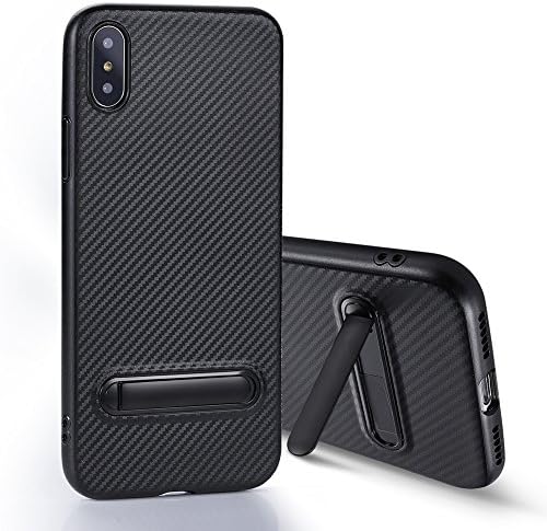 iPhone X Case with Kickstand, HiView Fancy Shockproof iPhone 10 Cover, Slim-fit Soft TPU Protective Case for iPhone X 10, Black