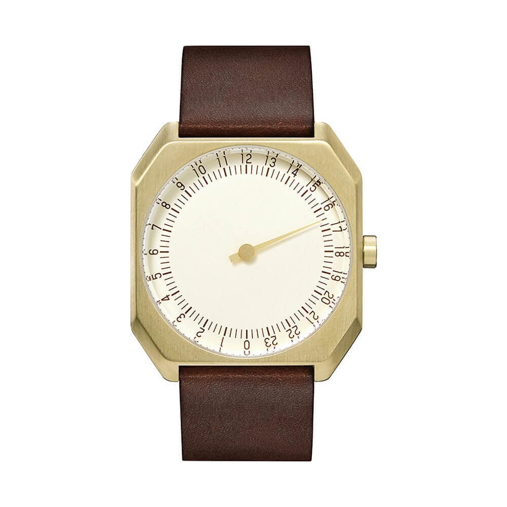 SLOW Jo 18 - Dark Brown Vintage Leather, Gold Case, Gold Dial - Swiss Made