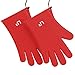 LP Silicone Heat Resistant Grilling BBQ Gloves (Pair) for Cooking Camping Baking Smoking Potholder Fireplace Red