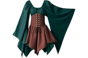 SHOPESSA Women's Medieval Renaissance Costumes Pirate Corset Dress Women Flare Sleeve Traditional Irish Short Dress