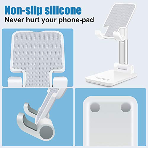 Cell Phone Stand Foldable, Angle & Height Adjustable Desk Phone Stand, Anti-Slip Base Tablet Stand Compatible with 4\