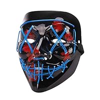 LED Halloween Mask - Halloween Scary Cosplay Light up Mask, EL Wire Mask Glowing mask for Halloween Festival Party Blue