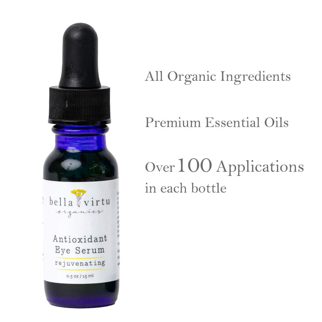 Organic Under Eye Serum for Dark Circles and Puffiness with Rosehip Oil. USDA Organic Eye bag reducer, anti-aging, anti-wrinkle, fine lines, crows feet and dark circle corrector (0.5oz/15ml): Beauty