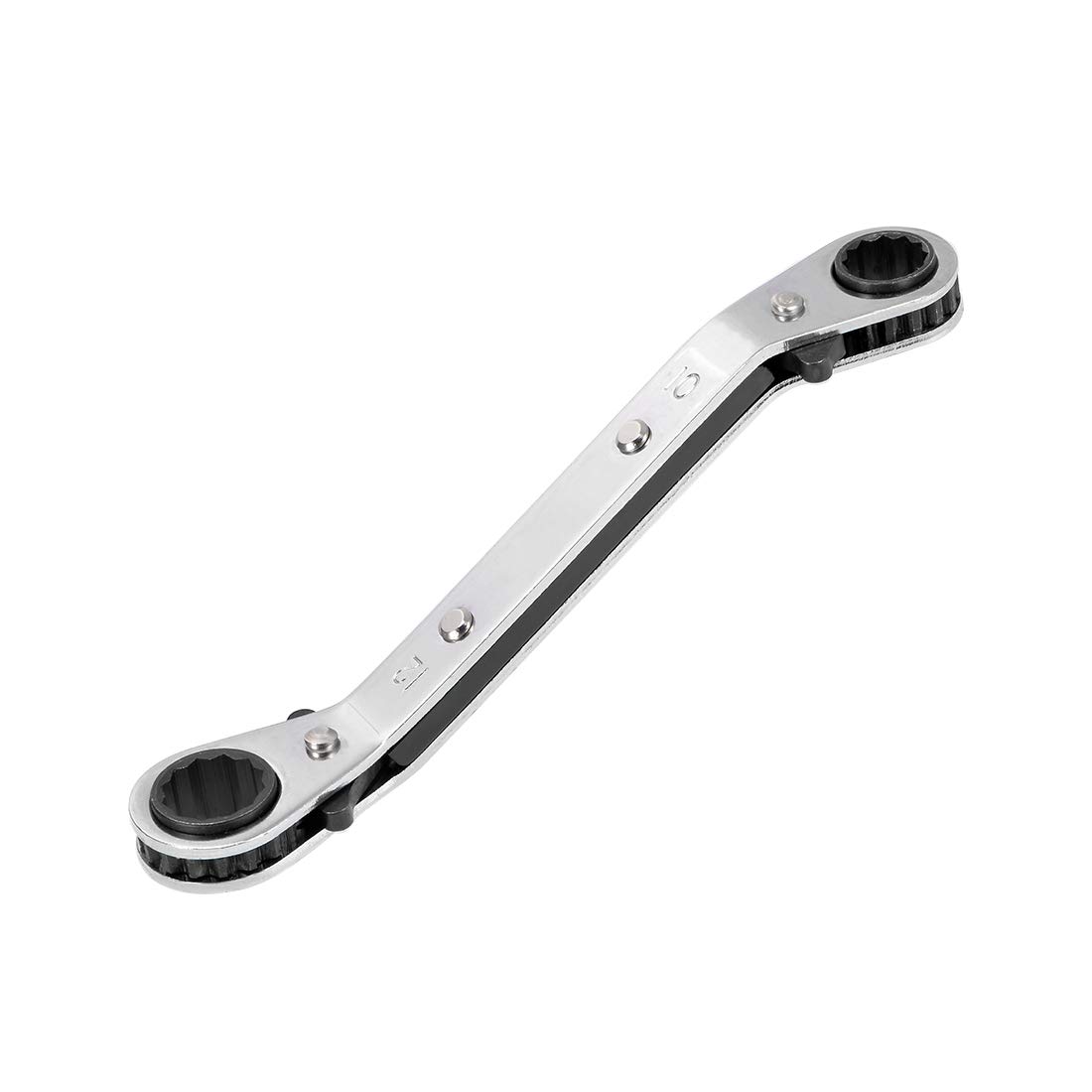 uxcell Reversible Ratcheting Wrench, 10mm x 12mm Offset Double Box End, Cr-V
