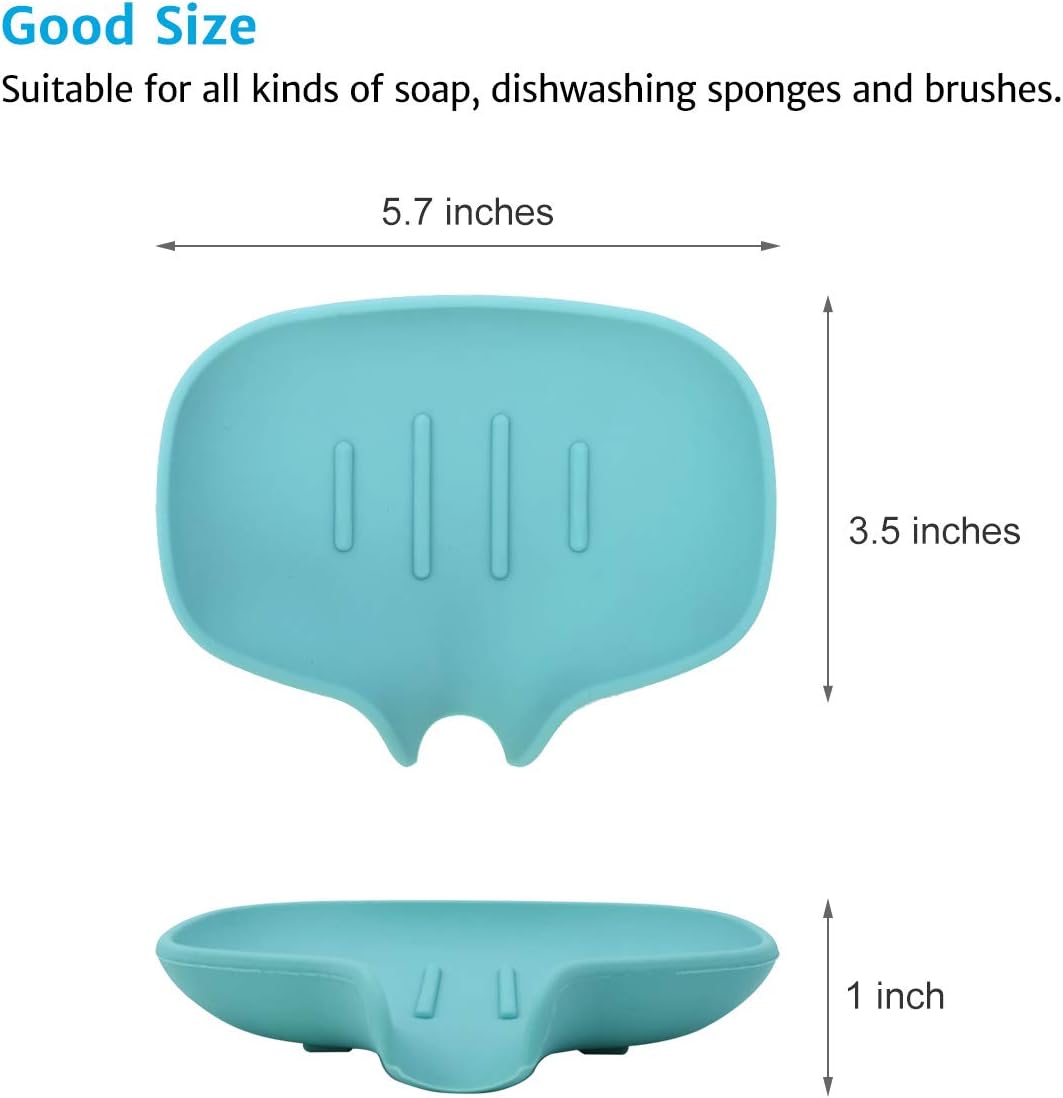 AIMAIAIMAI 3 Pack Silicone Soap Dish with Drain, Bar Soap Holder for Shower/Bathroom, Self Draining Waterfall Soap Tray/Saver for Kitchen, Keep Soap Dry, Easy to Clean: Home & Kitchen