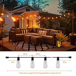 25ft Outdoor String Lights, Patio Hanging Lights