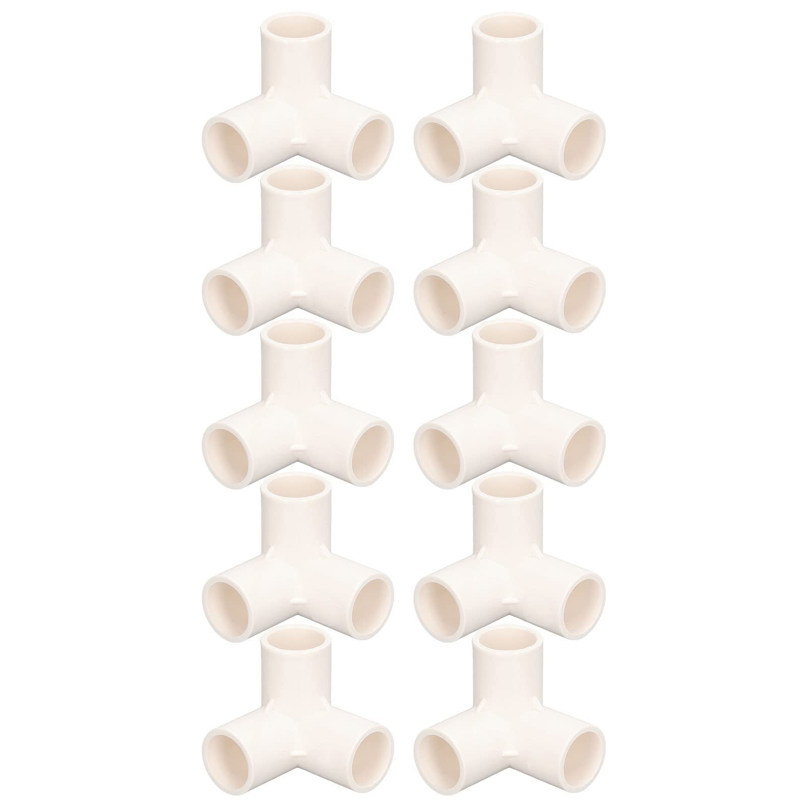 3 Way Connector 25Mm PVC Pipe Fittings 10Pcs Tee Fitting Elbow Corner Plastic Inner Diameter (White)