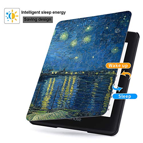 Jingdu Painting Leather Case for All New Kindle (10th Generation, 2019 Release), Slim Lightweight Smart Cover Shell with Auto Wake/Sleep Function, Will Not Fit Kindle Paperwhite,Starry Night