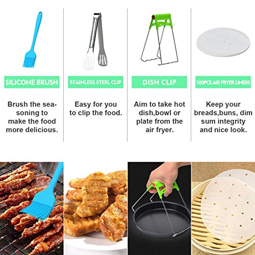 8 inch Air Fryer Accessories for Gowise USA Cozyna Airfryer XL 5.3QT - 5.8QT, Deluxe Deep Fryer Accessories Set of 8/12 (12)