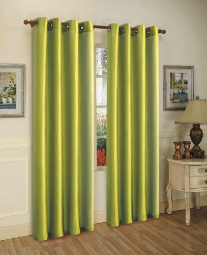 Sabah Faux Silk Grommets Window Treatment Panel, Lime Green, 55-Inch by 84-Inch