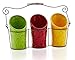 ienjoyware Kitchen Utensil Holder Set (4 Pieces) - 3 Ceramic Crocks & 1 Portable Wire Caddy - Multi-Color