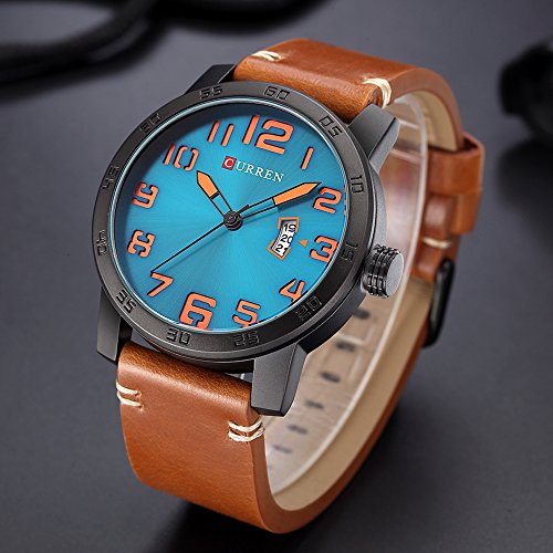 Curren Hombres Wtches Reloj Masculino Relojes Militares Moda Casual Calendar Quartzwatch Coffee - Imagen 4