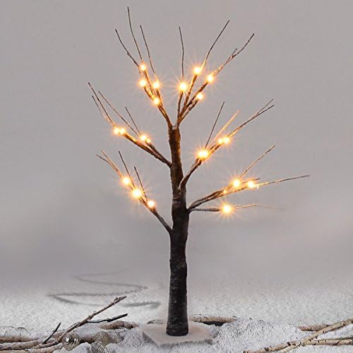 Amaethon 1,5FT 18 LED Tree Birch Led White Light Christmas Warm Xmas Twig Silver Snow Party Festival Branches Decor Decorative Lights Lamp Home 1