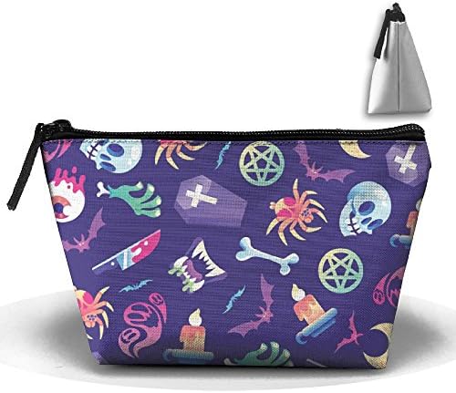 LogicBB Horrible Skeleton Bone Print Makeup Bag Travel Cosmetic Pouch Storage Brush Holder Toiletries Bag Waterproof Jewelry Organizer With Zipper For Women&amp;Girls