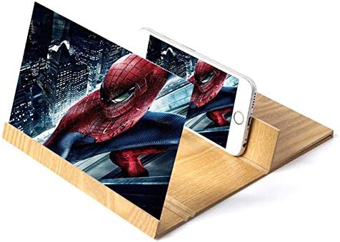 SCREEN ENLARGER Screen Magnifier Mobie Phone Amplifier, 12 Inch Wooden 3D Foldable Phone Anti-radiation Bracket Stand Ideal for All Phones