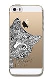 Deco Fairy TPU Ultra Slim Translucent Silicone Clear Protective Case Cover for iPhone 6- Aztec Cat (iphone 6/6S)