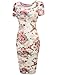 Hotouch Womens Elegant Flower Print Wear to Work Business Pencil Dress Beige M