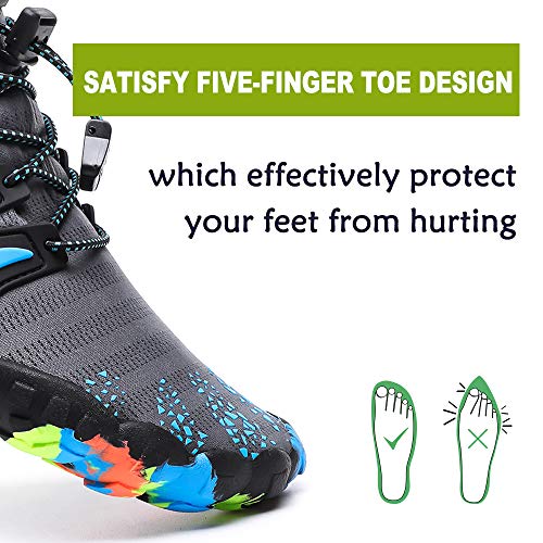 Womens Mens Kids Water Shoes Quick-Dry Aqua Socks Barefoot Shoes for Swim Surf Grey C 10 M US Women/9 M US Men - Thumbnail 3