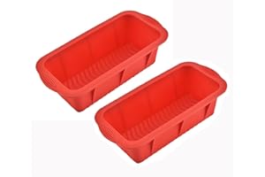 2PCS Nonstick Bread Pan - 8” x 4” Silicone Loaf Baking Pans, Dishes, Rectangle Baking Supplies for Homemade Bread, Meatloaf, 