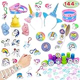 JOYIN Over 120 Unicorn Party Favors Supplies Set Includes unicorn Balloons, Headbands, Goodie Bags, Cupcake Toppers and Wrappers, Necklaces, Stickers, Keychains, Bracelet, Tattoos, Stamps for Birthday Party Decorations, Photo Props, Wedding, Baby Shower, School Classroom Prizes, Novelty Toy Fillers.