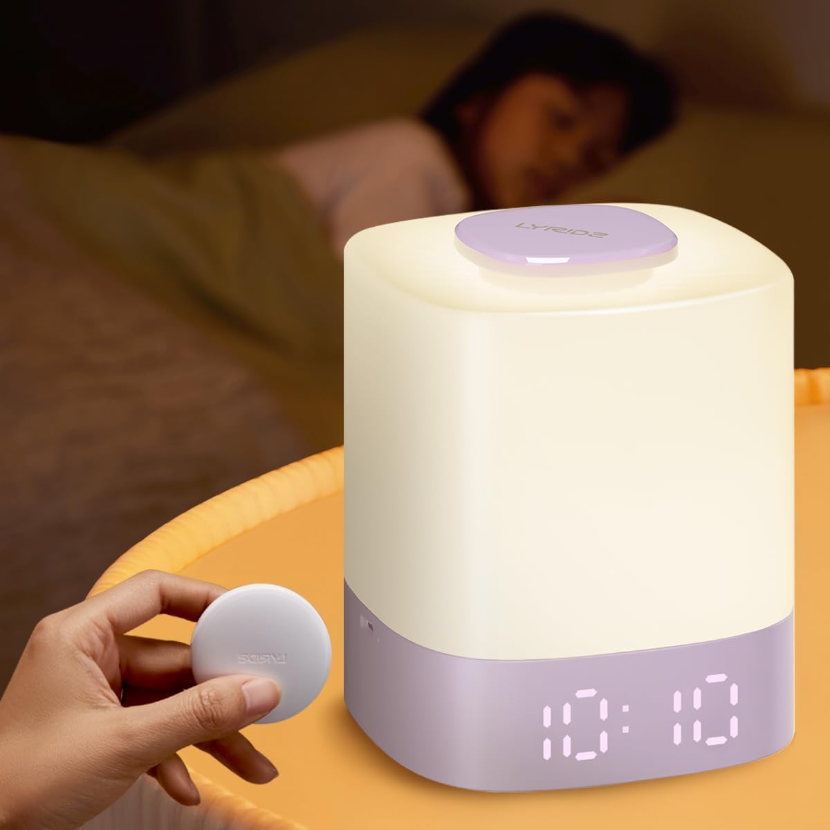Photo 1 of Lyridz LED Nursery Night Light with Clock, Portable Breastfeeding Night Lamp for Baby, Remote Control, 4000mAh Rechargeable Battery, Dimmable, 3 Color Temperature