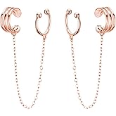 Reffeer Solid 925 Sterling Silver Cuff Chain Earrings Wraps for Women Teens Wrap Earrings Non Piercing Ear Cuffs