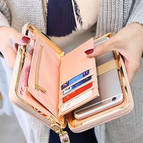 Fashion Large Capacity Women Bowknot Wallets Bow Tie Pocket Long Section Zipper Purse Phone Card Holder Clutch Wristlet Pink one size