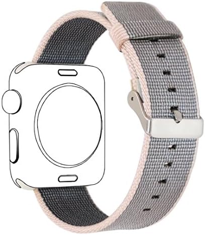 Yichan Woven Nylon Fabric Wrist Strap Replacement Band with Classic Square Stainless Steel Buckle for Apple iWatch Series 1 / 2,Sport &amp; Edition,42mm,Pearl