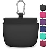 RBibei【One-Hand Access Silicone Dog Treat Pouch, Small Pocket Sized Training Pouch with Pull Tab & Auto Closing Lid for Easy Pet Training & Walking (Black)