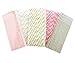 Zicome 125pcs Biodegradable Paper Straws, Pink and Gold